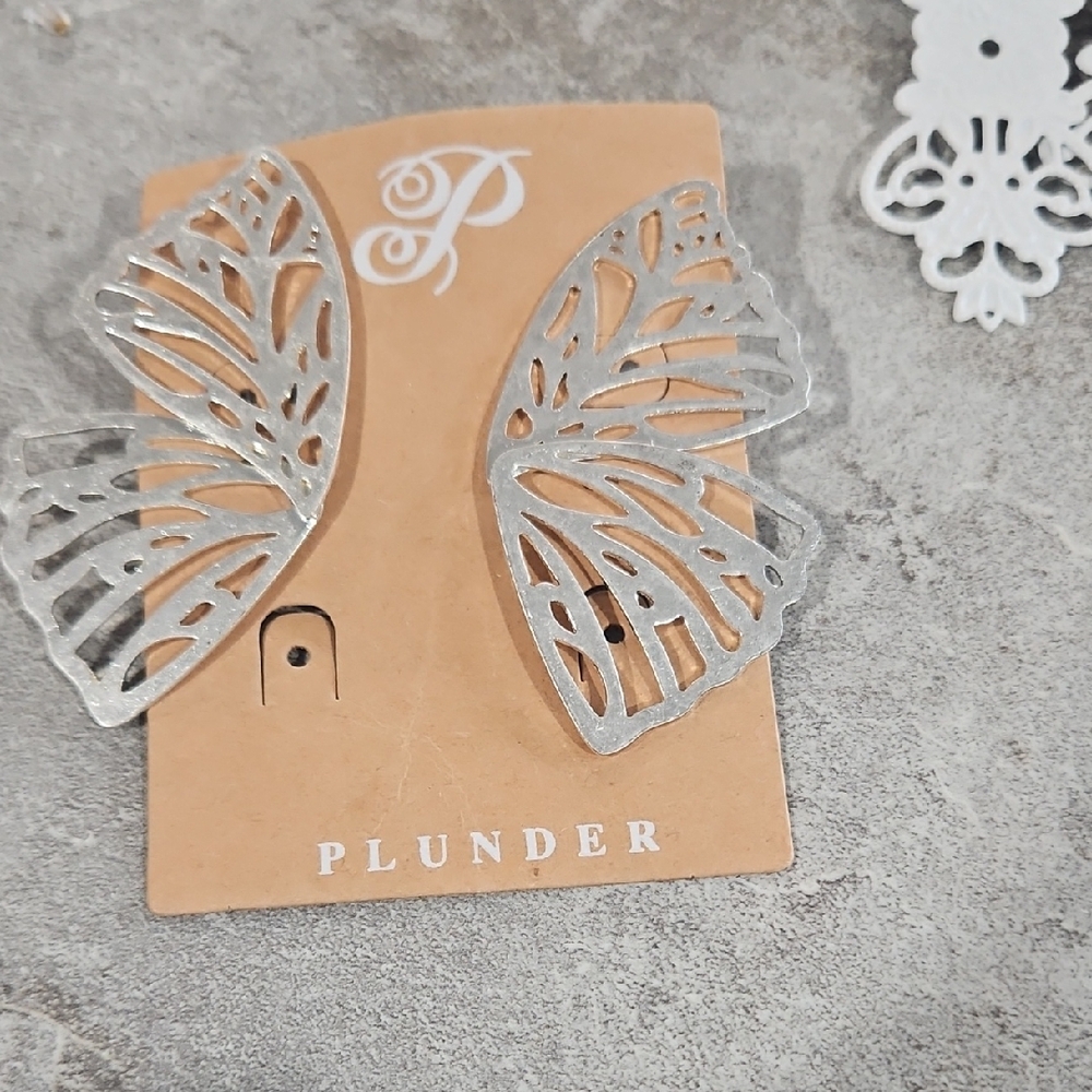 Plunder Silver Butterfly Earrings